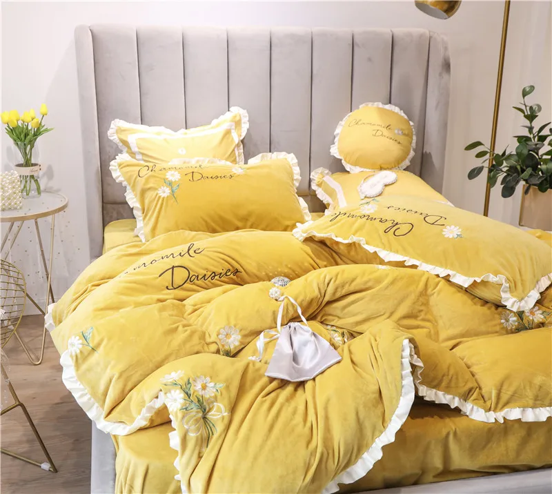 Корейский стиль принцессы ромашки зимний бархатный флисовый фланелевый набор