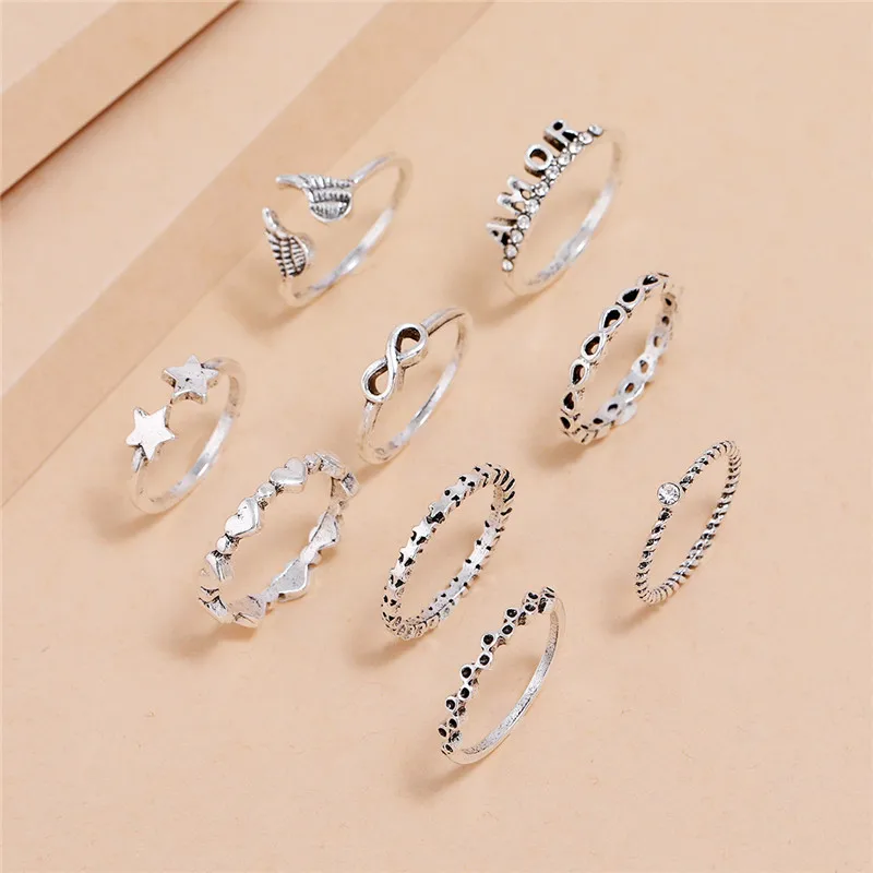 Набор женских колец LETAPI в стиле бохо винтажное ювелирное изделие под серебро