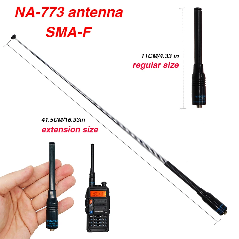 nagoya na 773 sma female dual band vhf uhf flexible walkie talkie antenna for kenwood baofeng uv 5r uv 82 bf 888s uv 6r uv5r pro free global shipping