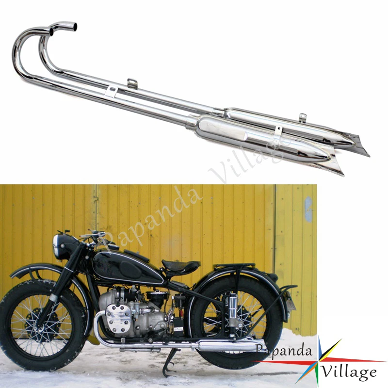 МОТОЦИКЛ хром Ретро 750cc рыбий хвост 32HP передний и задний выхлопной глушитель для