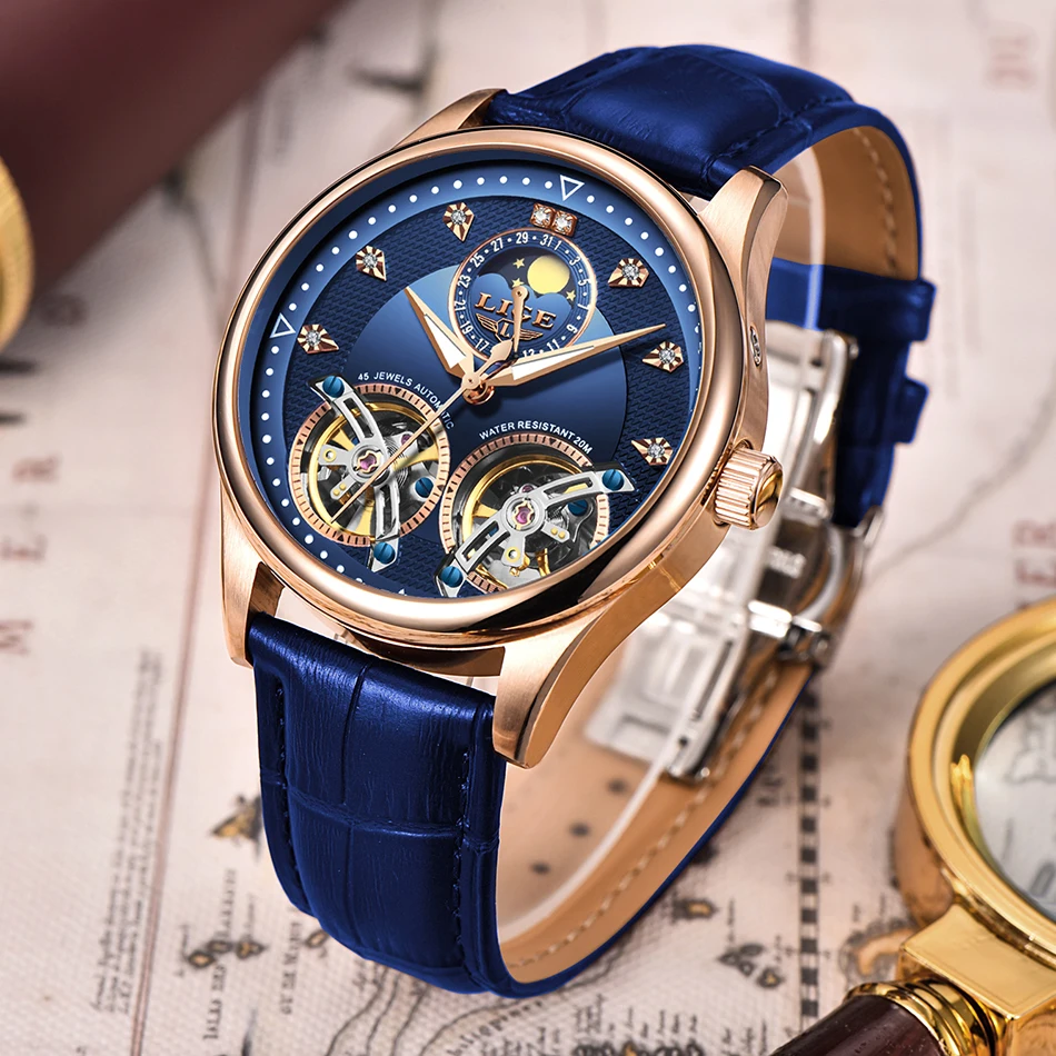 2020 LIGE новые мужские часы автоматические механические Tourbillon высококачественные