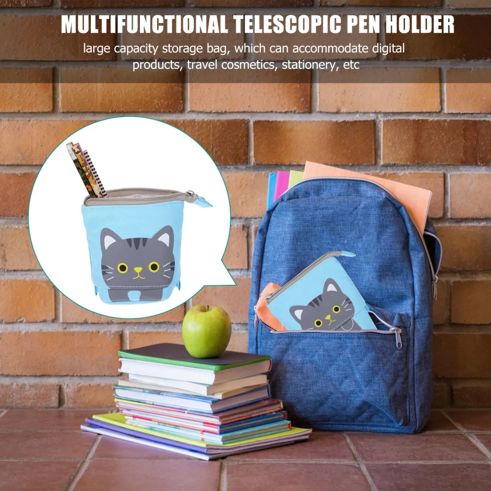

1pc Student Pen Bag Lovely Pen Pouch Telescopic Pen Holder Stationery Case