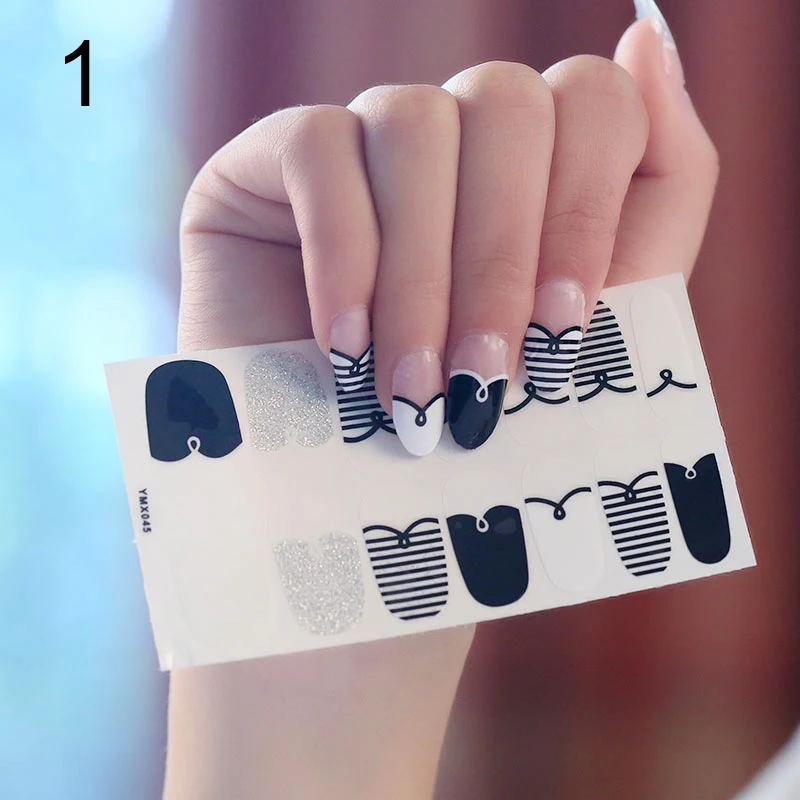 Съемный полный Чехол накладные ногти с клеем самоклеющаяся переводная наклейка