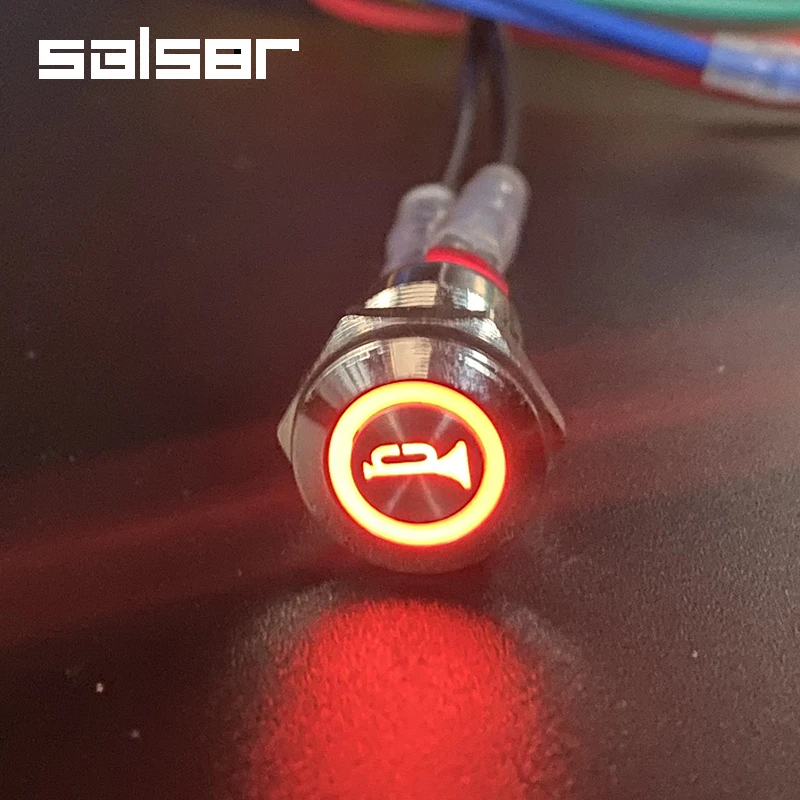 22mm Flat Round DIY Pause/Engine Start Luminous Character Power Supply With LED Light Fix Reset Custom Metal Push Button Switch - купить по