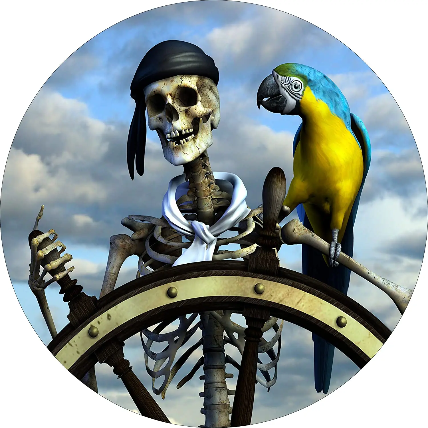 

TIRE COVER CENTRAL Pirate & Parrot Spare Tire Cover (Select tire Size/Back up Camera in MENU) Custom Sized to Any Make/Model