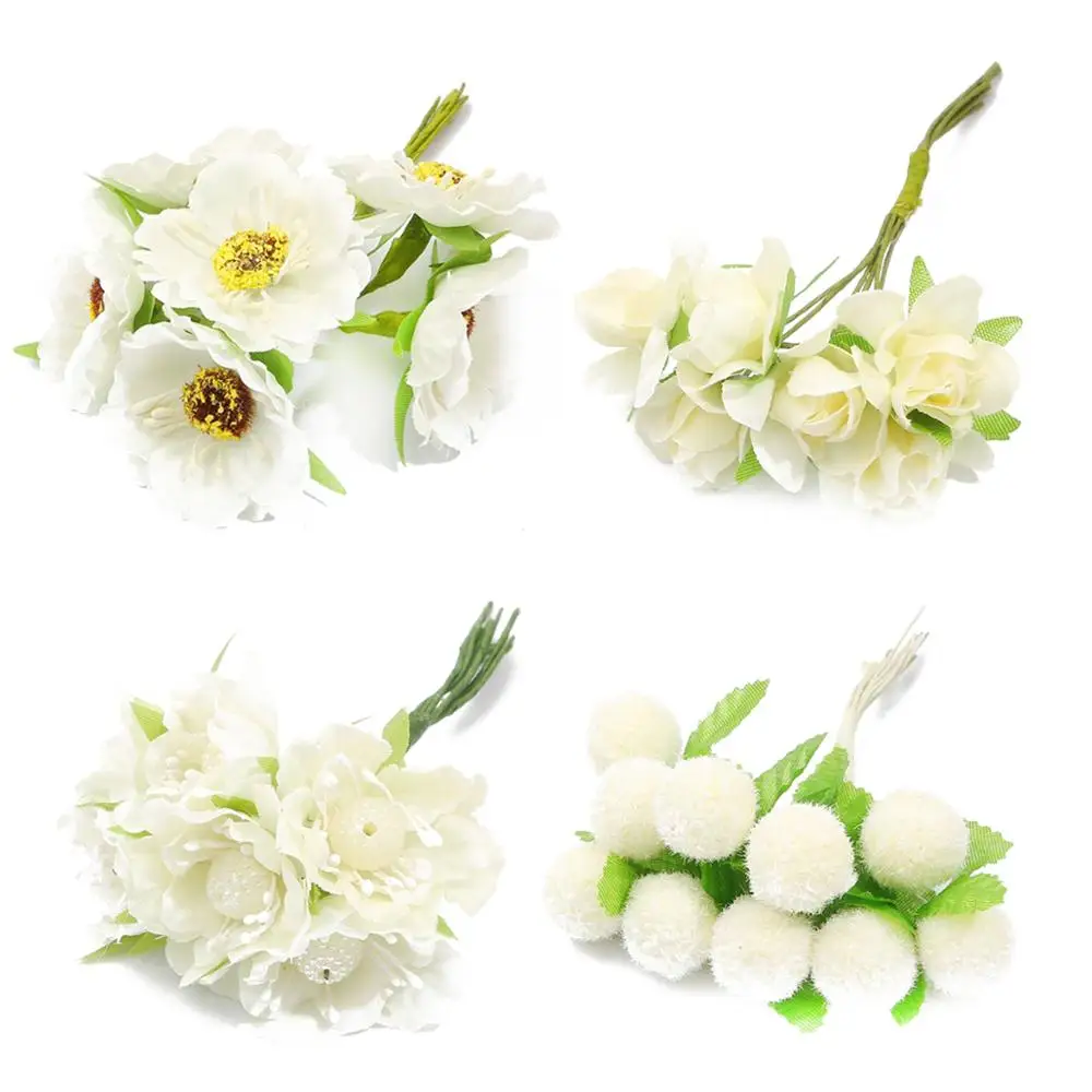 Multiple Styles Mixed Beige Artificial Flower Cherry Stamen Berries Bundle for Wedding Home Decoration DIY Garland Headdress | Дом и сад