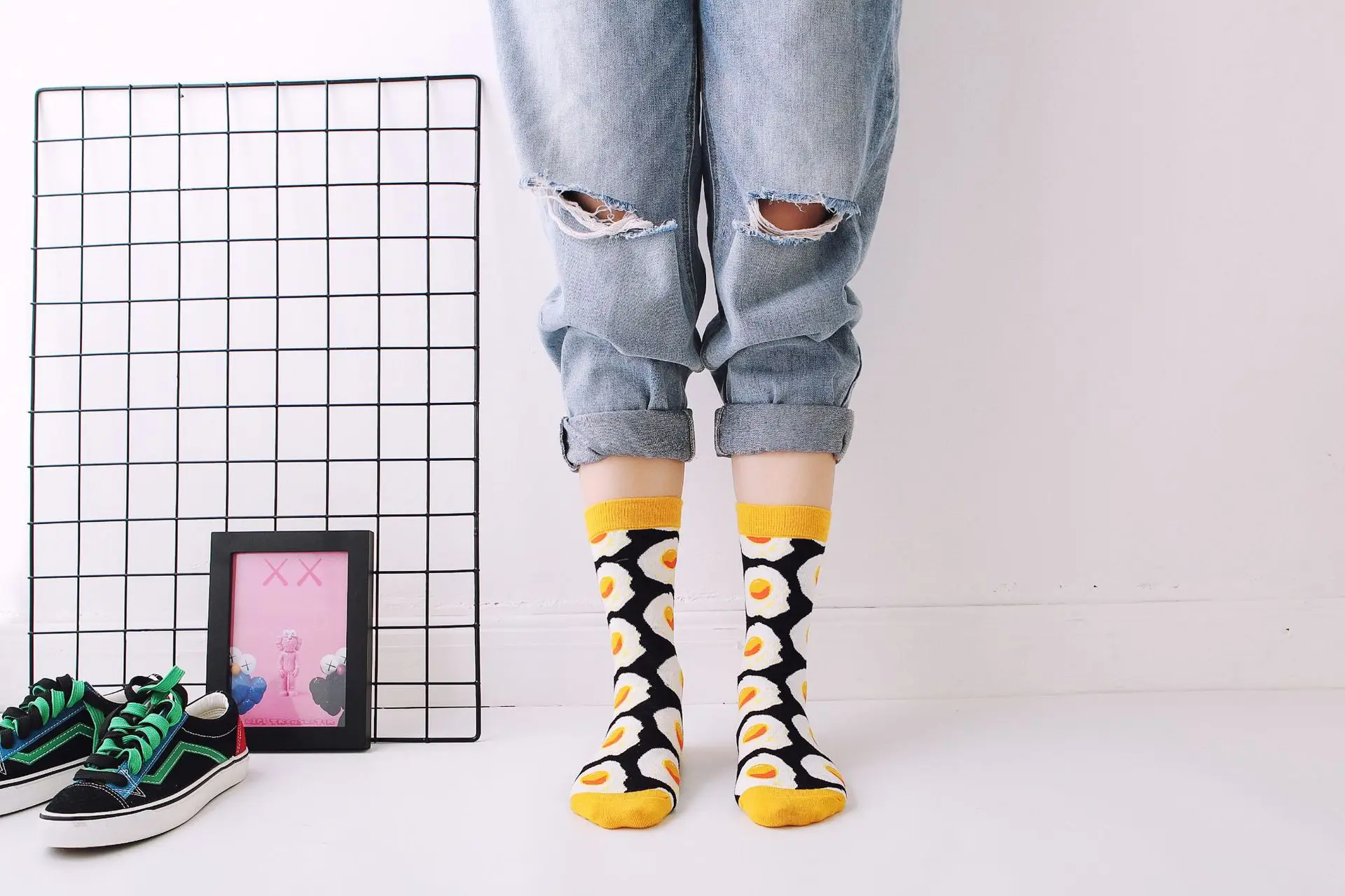 Fashion personality funny long socks ladies casual warm long cotton happy pop hip hop style street tide avocado egg couple socks