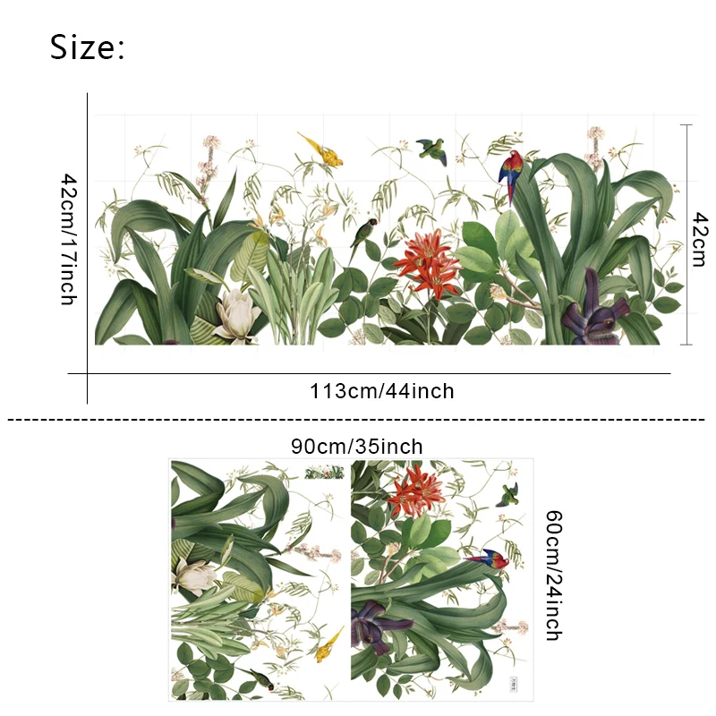 Водонепроницаемые настенные Стикеры с зеленой травой и листьями сделай сам для