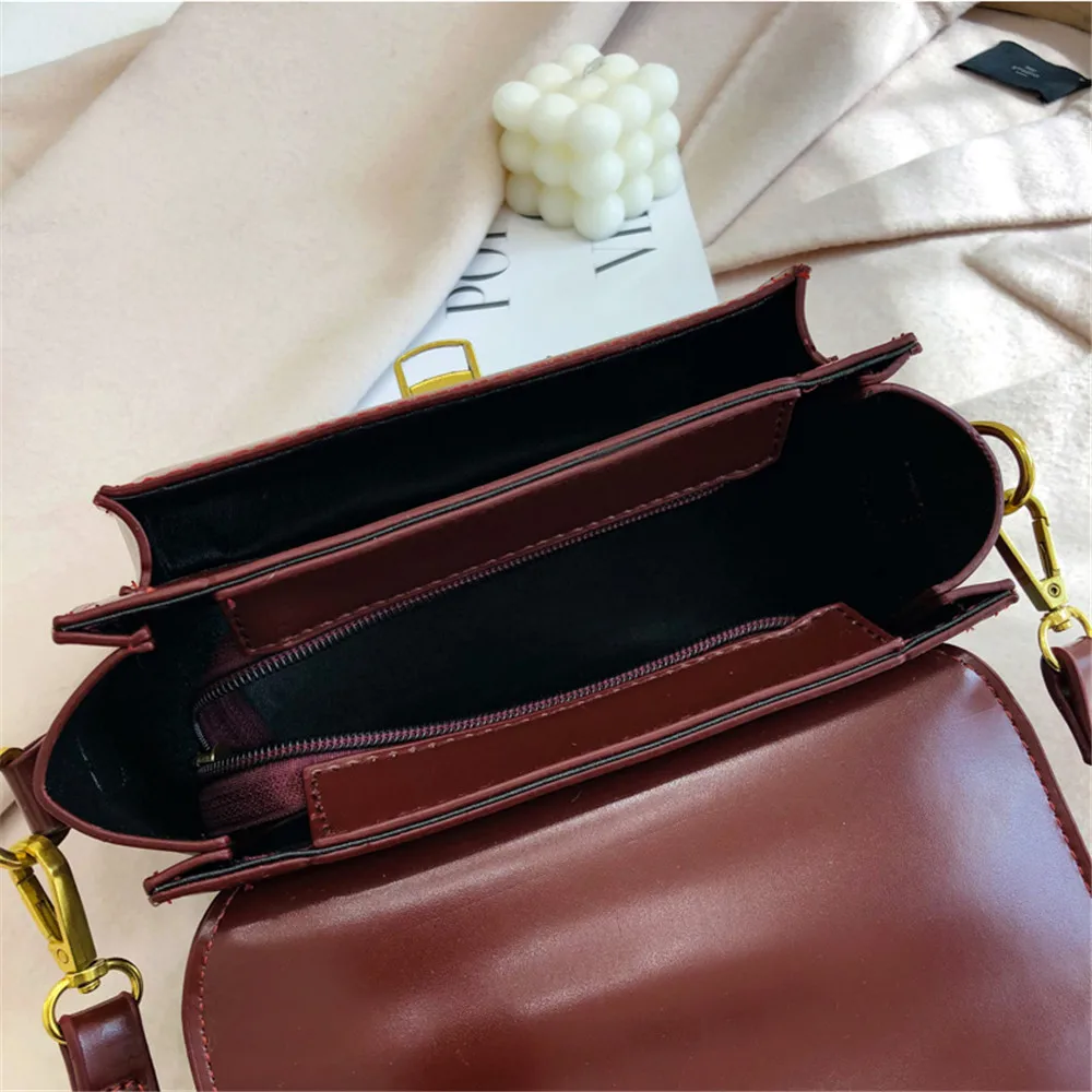 

High Quality PU Leather Ladies Handbags Solid Color Women's Messenger Bag Simple Women's Fashion Shoulder Bag Luxury Designer