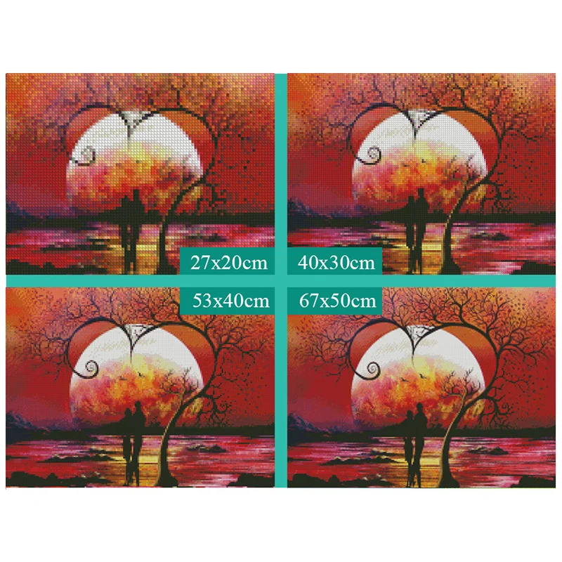 Полноразмерная Алмазная картина 5D сделай сам вышивка крестиком закат пара 3D