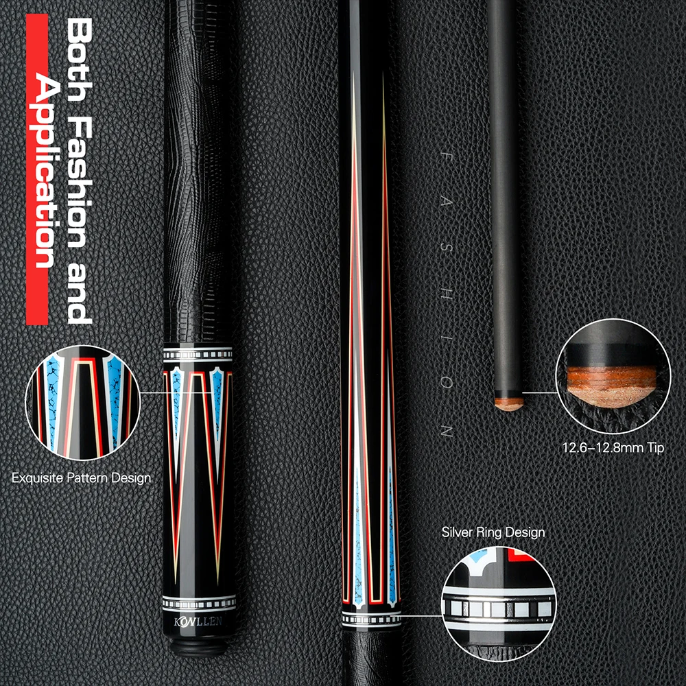 

KONLLEN Pool Cue Stick Carbon Fiber Leather Grip 3/8*8 Radial Pin Technology Shaft Embedded 4 Carbon Tubes Butt Billiard Cue Kit