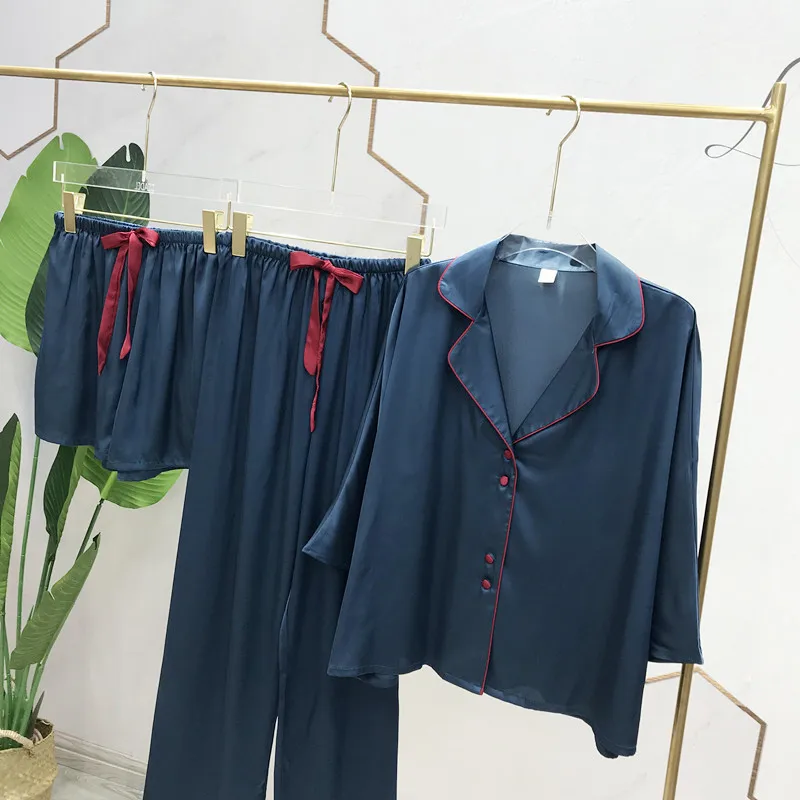 SAPJON 2020 новые женские атласные шелковые пижамы наборы с брюками сексуальная