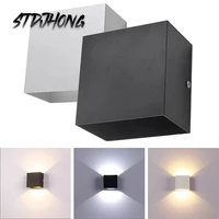 factory dimmable 6w 85 265v cube cob led indoor lighting whiteblack wall lamp modern home lighting decoration sconce lamp