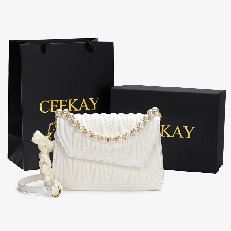 

Autumn Winter High-quality Pleated Pearl Crossbody Bag Women Fashion Texture All-match Handbags For Party Birthday Present