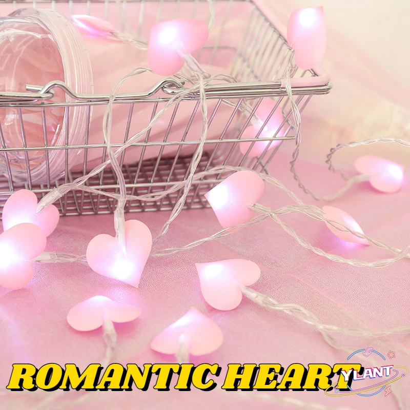 

Pink Love Cotton Led Light String Wedding Decoration Heart Fairy Garland Valentines Day Gifts Christmas Party Decor Baby Shower