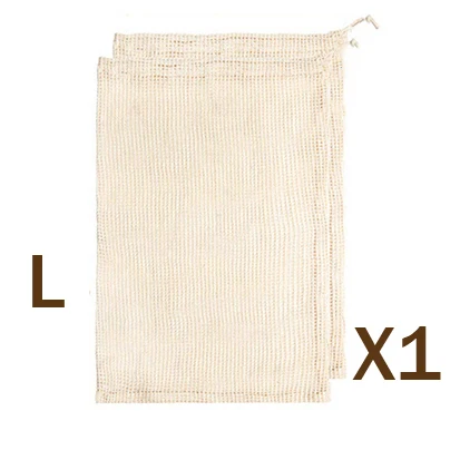 L-41x25 cm 1 шт Многоразовые продукты мешок органический сетчатый мешок из хлопка многоразовые сумки кухонные овощные Фрукты Эко сумки шнурок хозяйственная сумка - Цвет: L-41x25 cm
