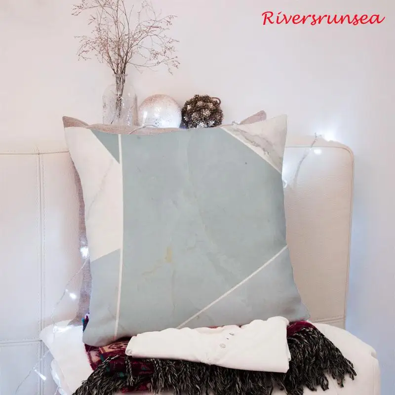 Скандинавский стиль Геометрическая мраморная Подушка розовый Фламинго