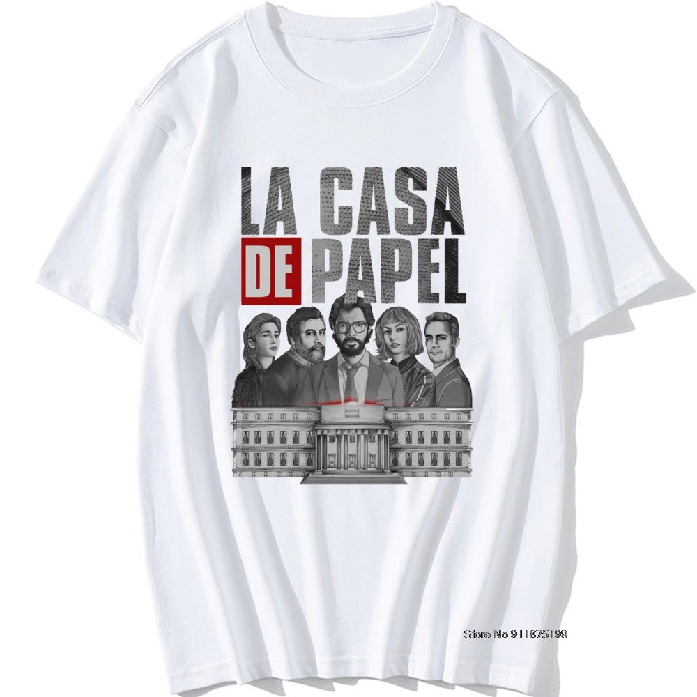 

Футболки Bella Hello, мужские футболки с надписью «La Casa De Papel», бумажный дом, брикет с круглым вырезом, хлопковые топы, европейские размеры, футбол...