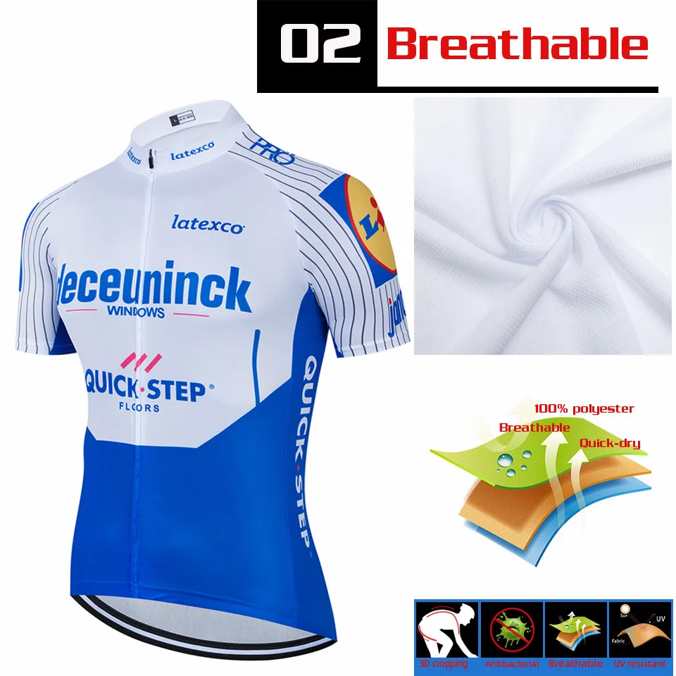 

2020 Blue Cycling team Clothing Quick Dry Mens Bicycle wear summer Quick Step pro Cycling Jerseys 9D gel pad bike shorts set