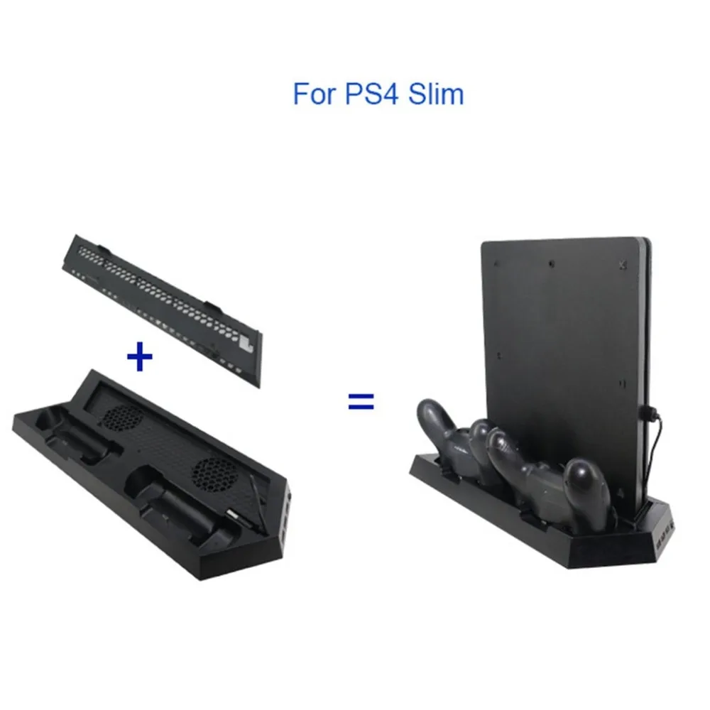 For PS4 Cooling Fan Heat Sink Base Vertical Charger Stand Dual Dock Charging Controller for Playstation 4 PS 4 Pro / Slim