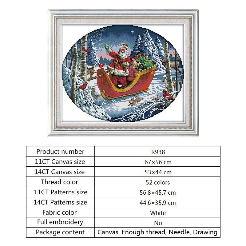 Santa Claus Christmas Cross-stitch Kits Aida 14ct 11ct Counted Printed Canvas for Embroidery Kit DMC DIY Needlework Decor Crafts | Дом и сад