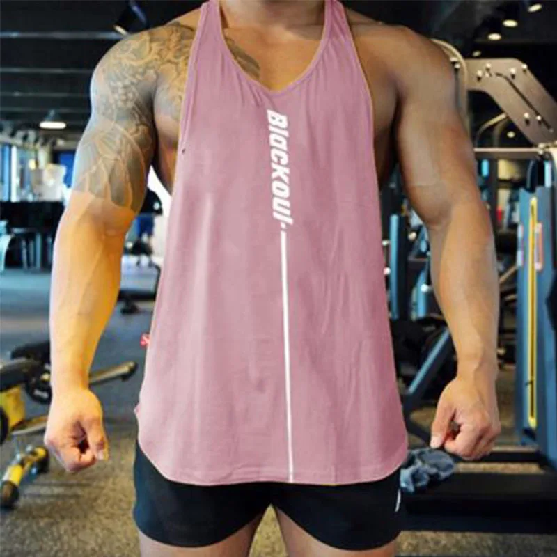 Фото Майка мужская хлопковая без рукавов тренировочная рубашка для фитнеса и