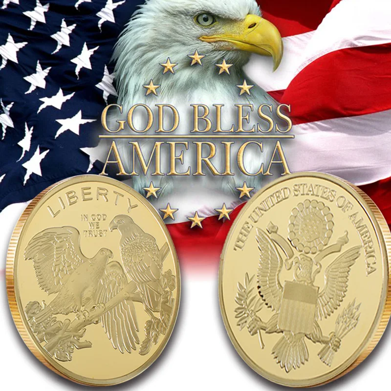 Американская позолоченная/серебряная облысёная драгоценность Коллекционная