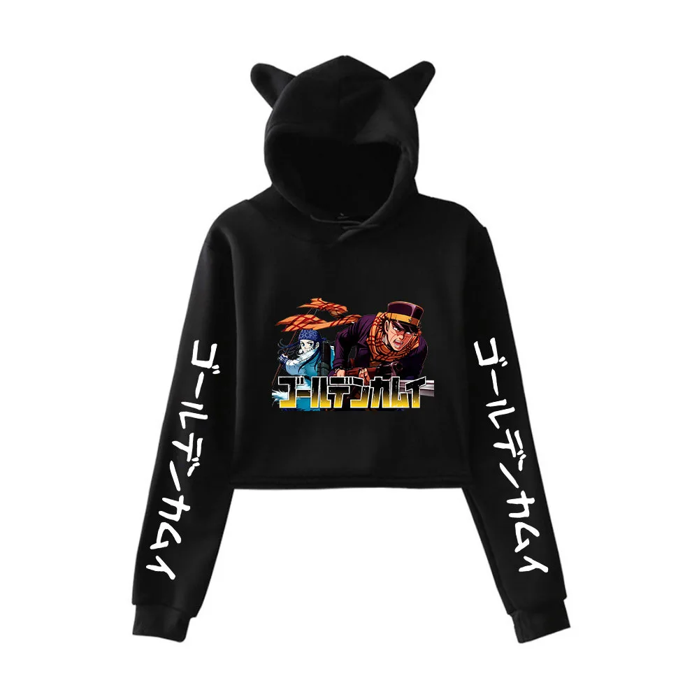 

2021 Fashion Design Print GOLDEN KAMUY Casual Harajuku Cat ears Top Women Hoodies Sweatshirt Sexy clothes
