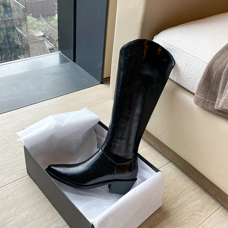 

New arrival winter women boots natural Genuine leather Knee high boots Western Knight boots fur snow boots 100% cowhide boots