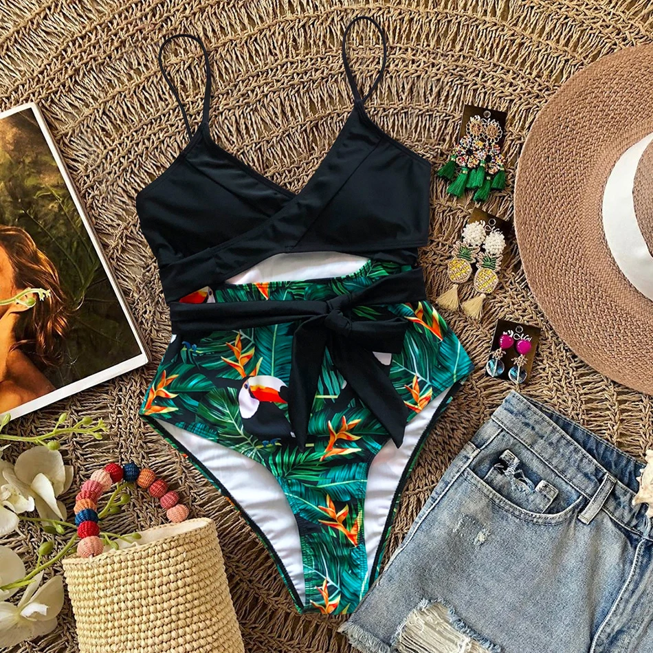 2020 сексуальный цельный купальник женский с цветочным рисунком купальный костюм