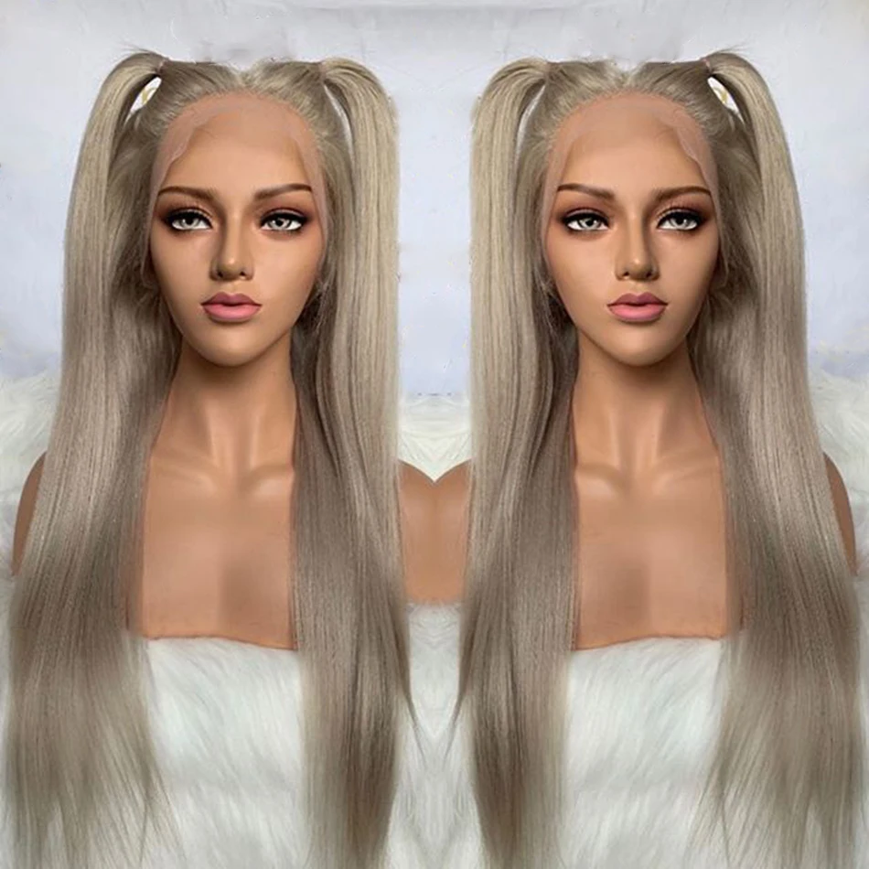 Бразильские натуральные человеческие волосы пепельно блонд парики для женщин 180%