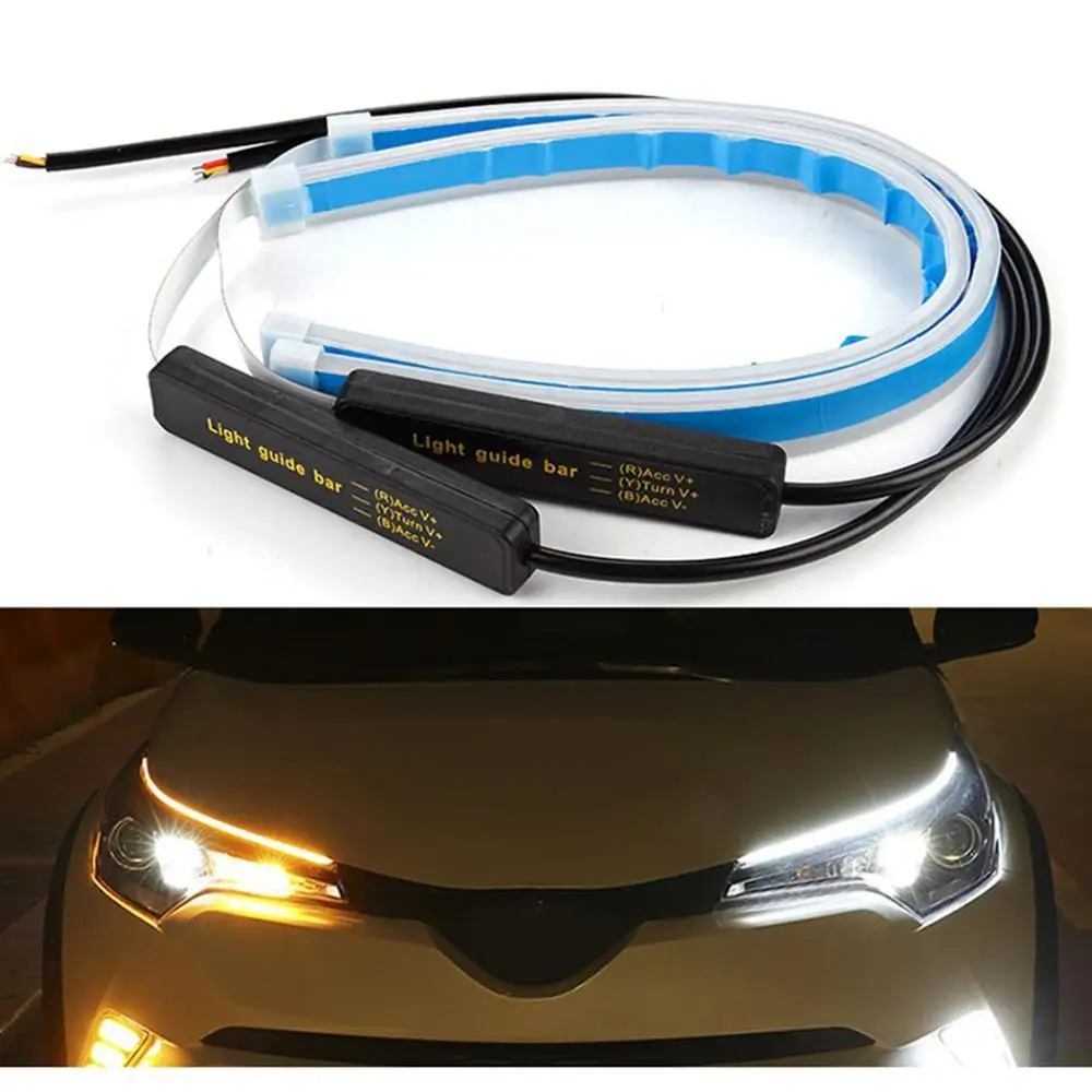 

Car Led Daytime Running Light Tear Eye Streamer Turn Light Silicone Ultra-Thin Turning Water Light Guide Light Bar