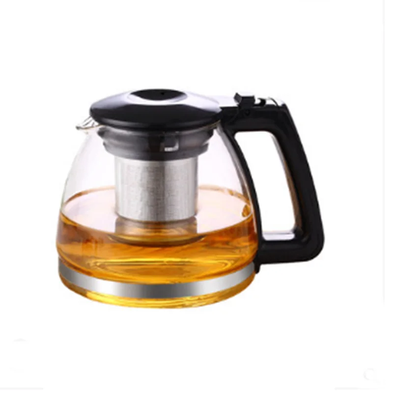 Стеклянный чайник для чая с защитой от ожогов домашний цветочный офисный набор