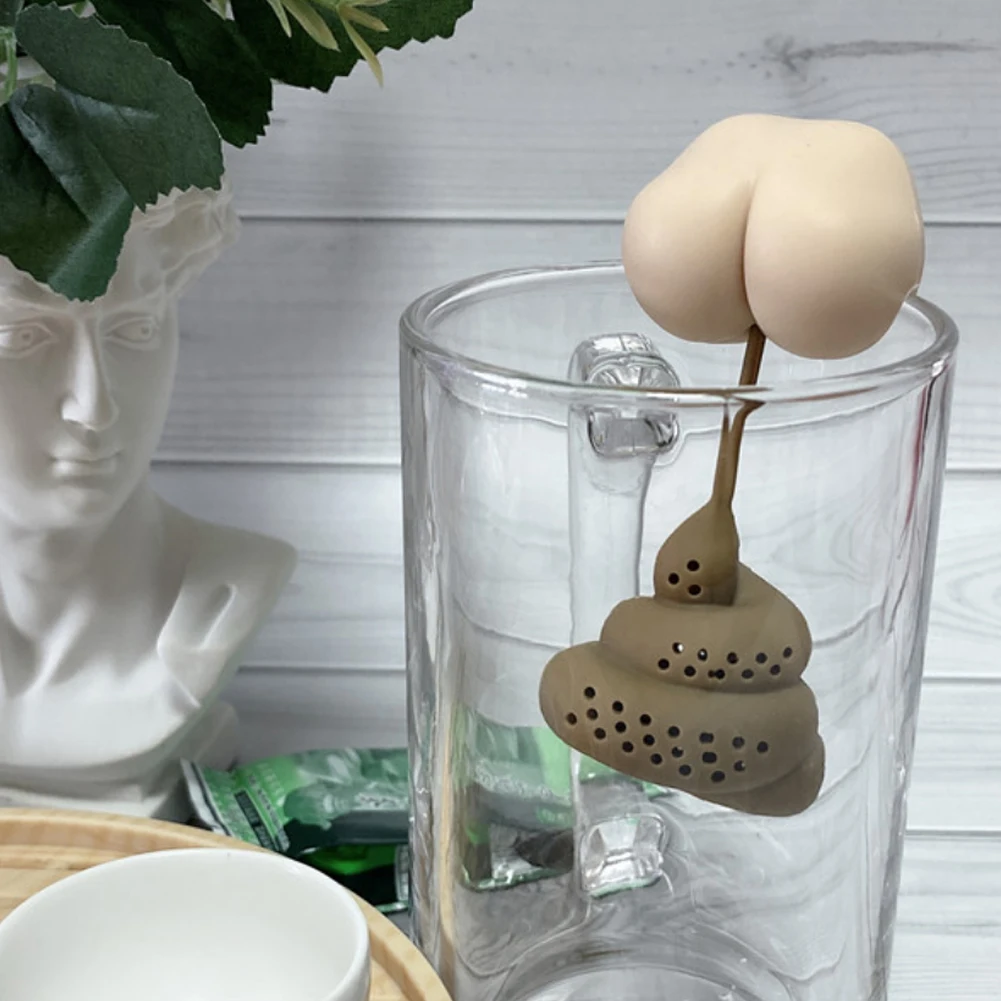 

Reusable Tea Strainer Silicone Poop-shaped Brewing Medicine Spice Coffee Funny Filter Tea Leaf Infuser Office Kitchen