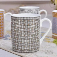 christmas high grade afternoon tea cups ceramic mug 300 ml for coffee milk black bone china coffee h mosaic lattice mug canecas