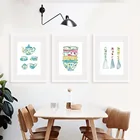 Настенная посуда в скандинавском стиле, маленький свежий акварельный рисунок на холсте, современные картины для входа в ресторан, гостиницу, декор для комнаты