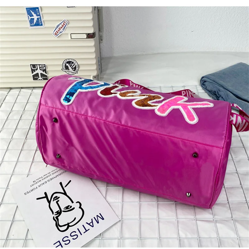 Pink Large Capacity Duffle Bags Women's Travel Bag Fashion Sequins Luggage Pack High Quality Handbag Multifunctional  satchel