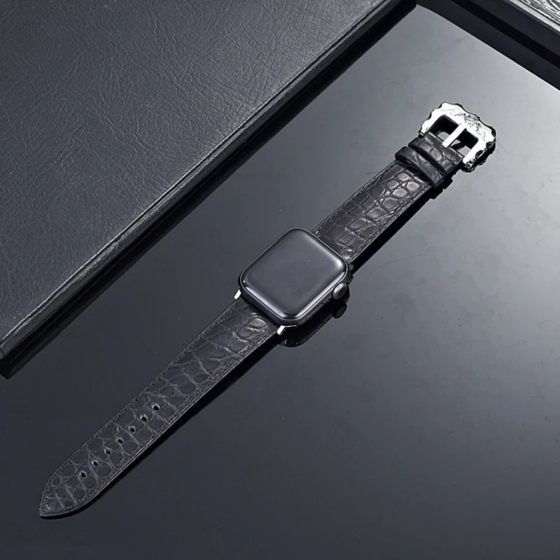 Real Crocodile Skin Leather Strap Band for Apple Watch 1 2 3 4 5 iwatch Watchbands With Personality Steel Buckle | Наручные часы