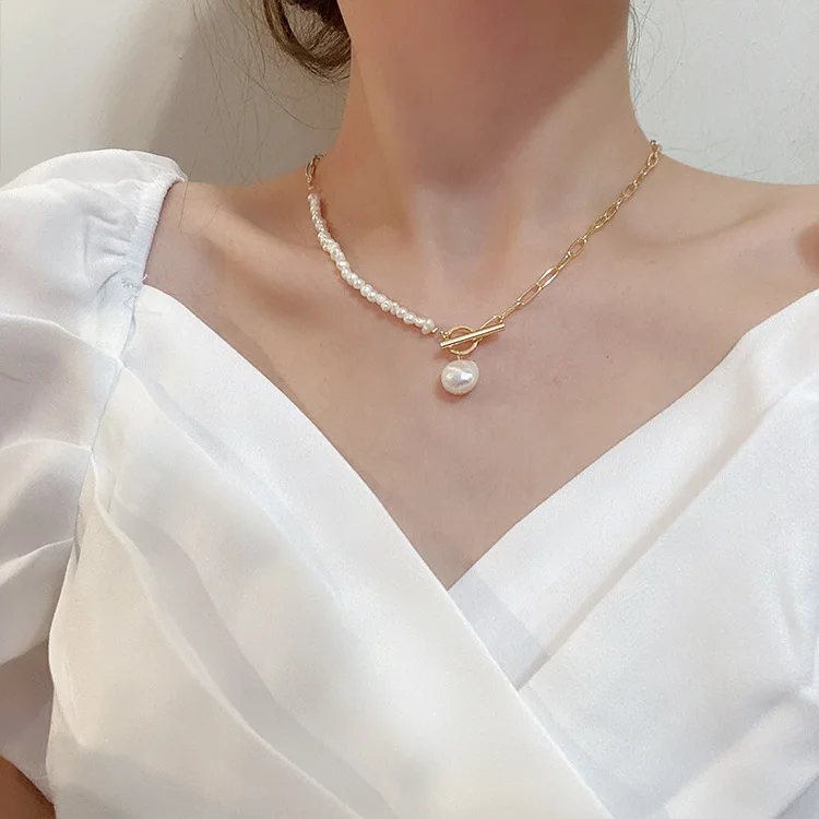 

INS Cold Wind Niche Necklace Female OT Buckle Necklace Splicing Chain Retro Fashion Tide Clavicle Chain Pendant Party Jewelry