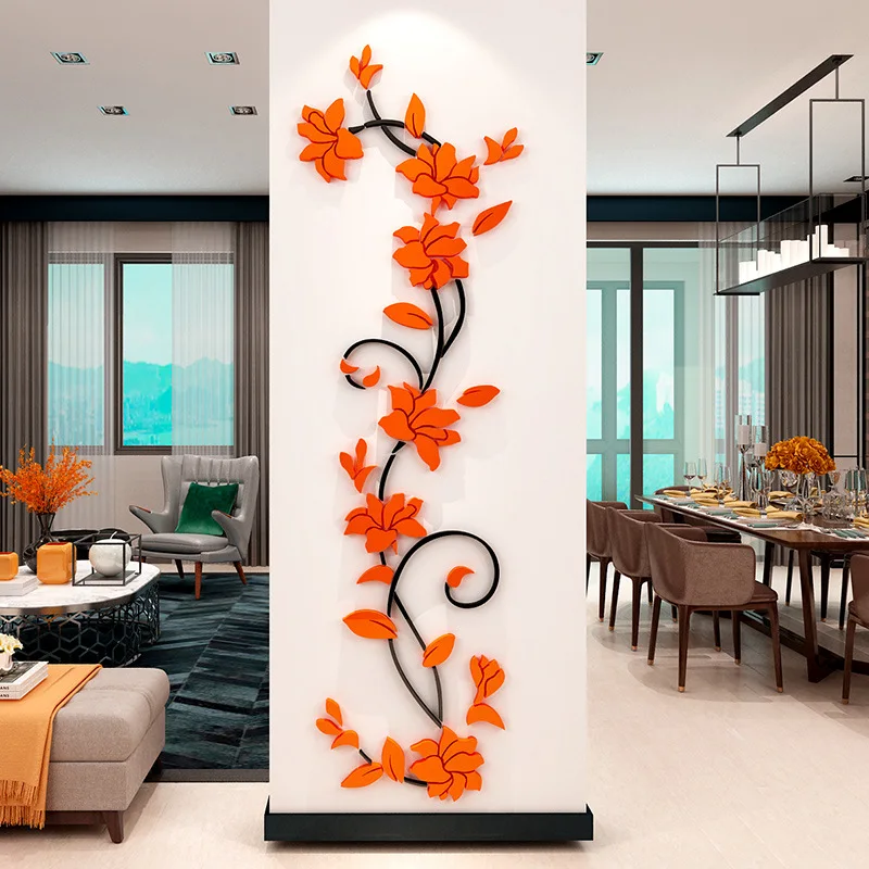 

Rose Flower Acrylic 3D Crystal Stereo Wall Stickers for Porch Corridor TV Background Wall Flower Decora Living Room Wall Sticher
