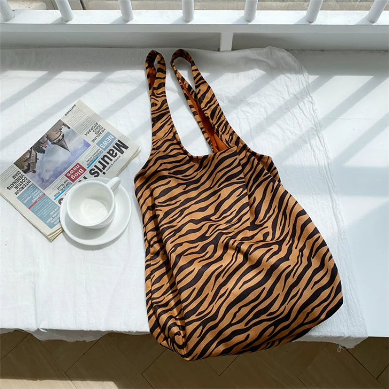 Корейская модная Холщовая Сумка на плечо с принтом зебры сумки для женщин
