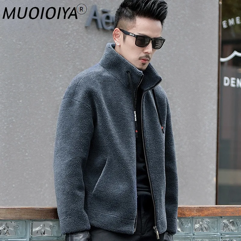 

Мужская шерстяная куртка с воротником-стойкой, Черная куртка с натуральной овчиной, Gmm386, для зимы, 2022