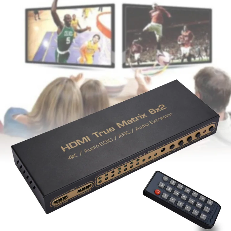 6 in 2 Out HDMI Matrix Splitter Support HD 4K x 2K 3D Audio Video Converter with Remote Control GV99 |