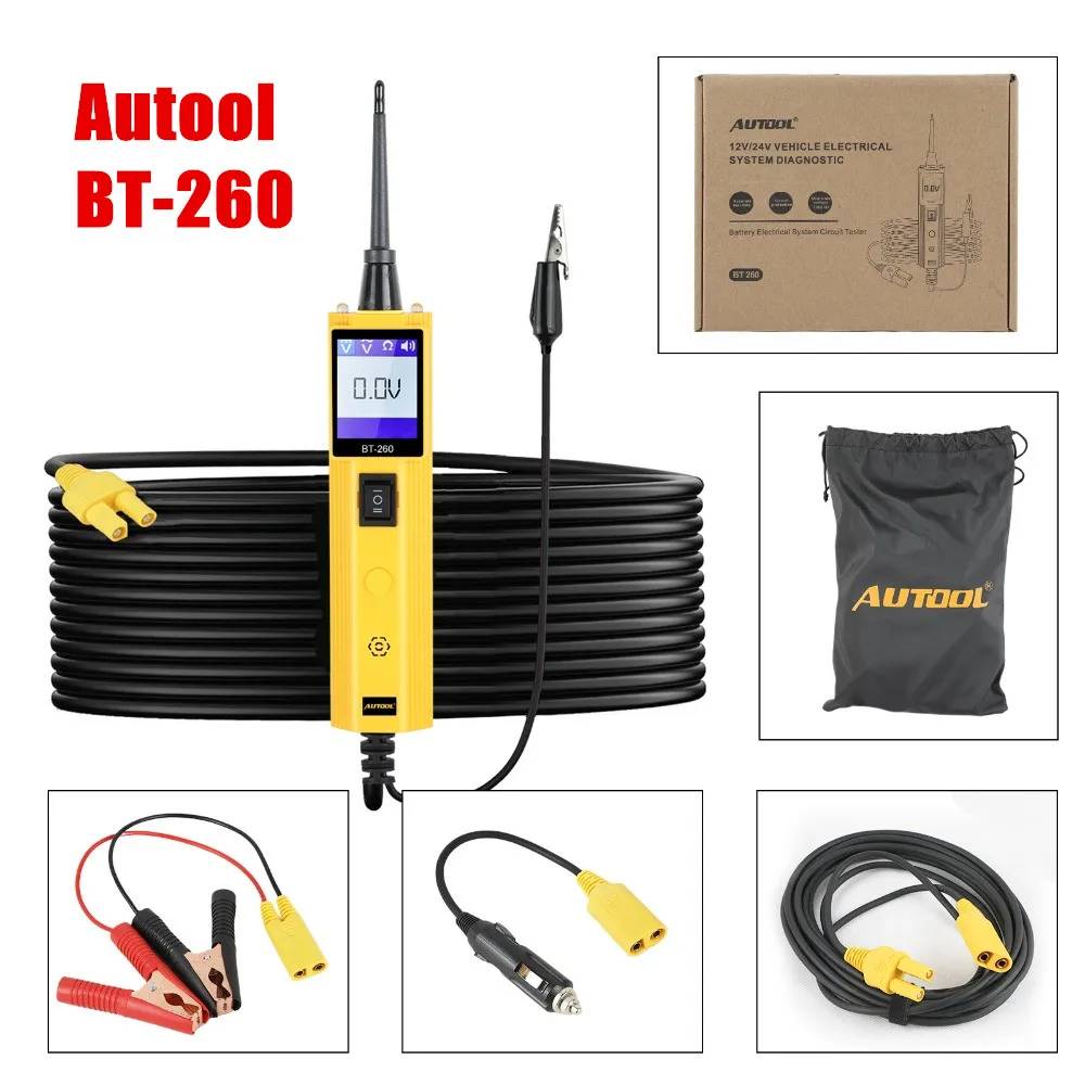 AUTOOL BT260 автомобильный тестер электрической цепи датчик мощности Автомобильный