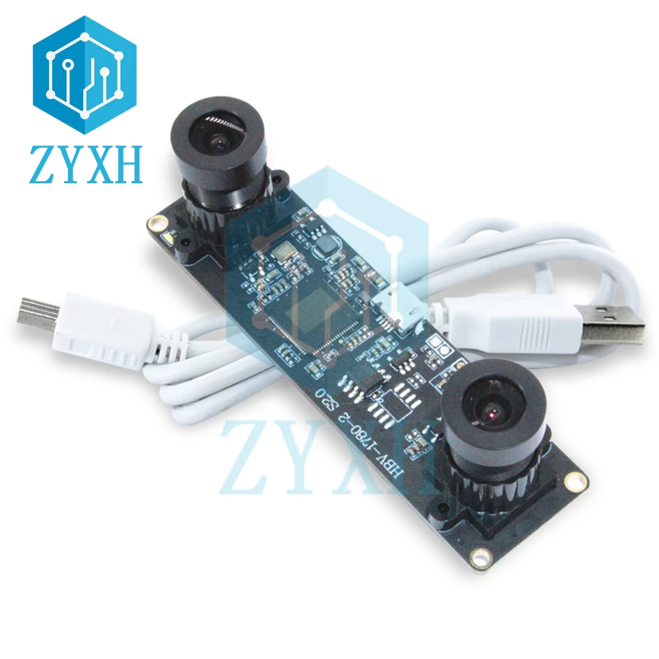 Tanie OV9732 Moduł Kamery USB Podwójny Obiektyw 3D Synchroniczny 1MP Regulowany Ogniskowa Bezpłatny Sterownik Dla Windows/Linux/Android