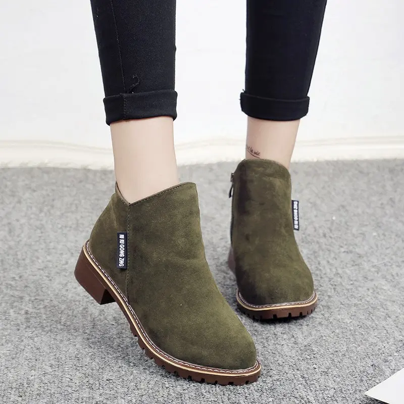 

2021 NEW Women Boots Autumn Winter Boots Classic Zipper Snow Ankle Boots Winter Suede Warm Fur Plush Women Shoes