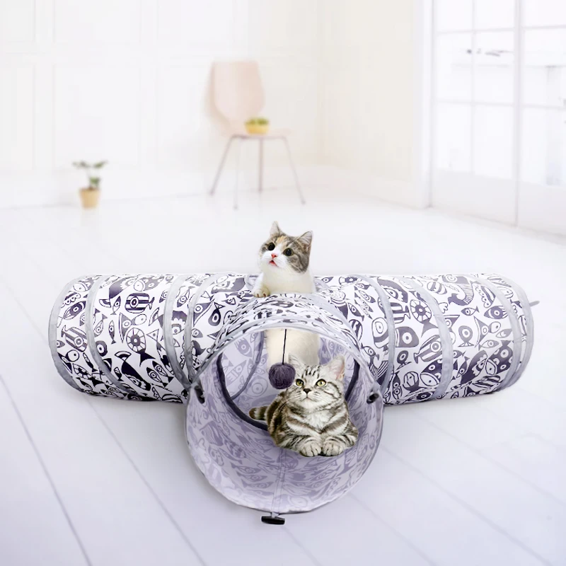 2/3/4 отверстия складной туннель для кошек для дома и улицы Pet кошачьи игрушки для кошки; тапочки с кроликом; шлёпанцы для играть тоннель тавровое соединение