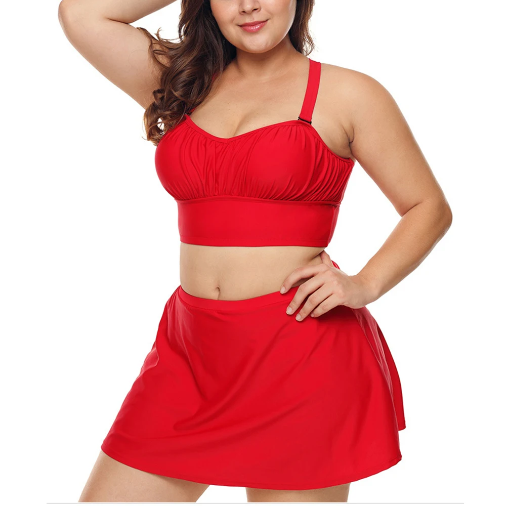 Женская одежда для плавания большие размеры винтажная пляжная 2 предмета топы +