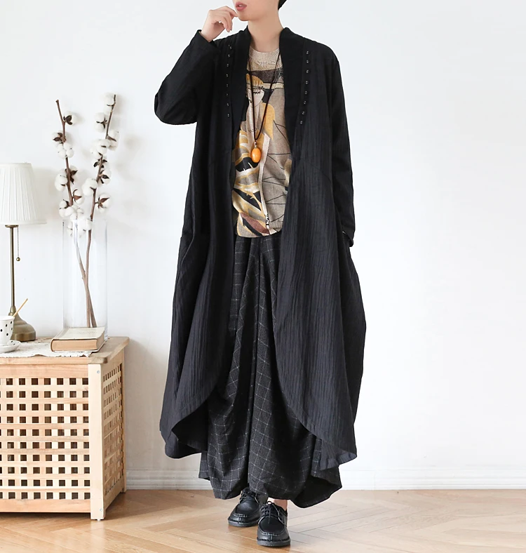 New Autumn Winter Elegant Cardigan Female Loose Linen Camel Coat Oversized 2019 Original High-end Plus Size Black for Women |