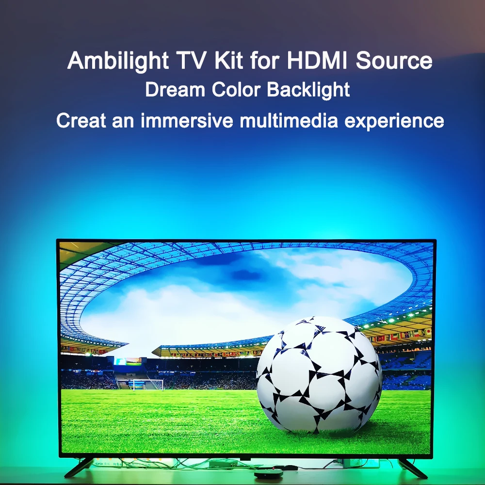 4K Ambilight LED TV Backlights kit LED TV Ambilight effect for TV HDMI sources Dynamic ambient light RGB color for 40"-80" TV